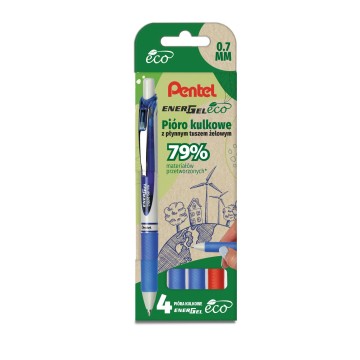 Długopisy żelowe PENTEL ENERGEL BL-77 ECO 3+1czerw