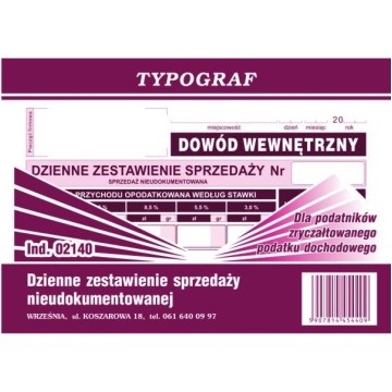 Druk- Dzienne zestaw. sprzed. nieudokumentowanej