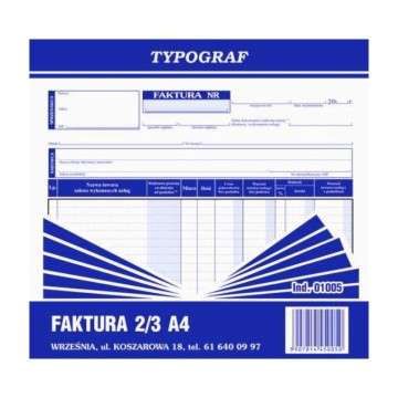 Druk- Faktura VAT 2/3 A4 netto TYPOGRAF