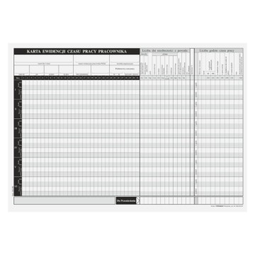 Druk- Karta ewidencji czasu pracy A4 TYPOGRAF [50]