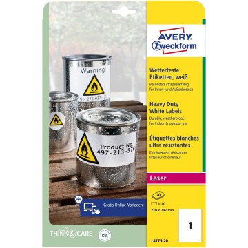 Etykiety samop. A4 AVERY HD [20] 210/297 biale