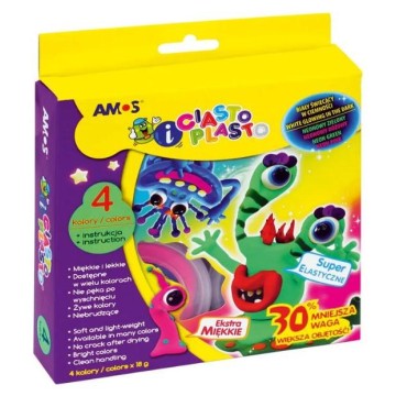 Masa CiastoPlasto AMOS Fluo 18g x 4 kolory