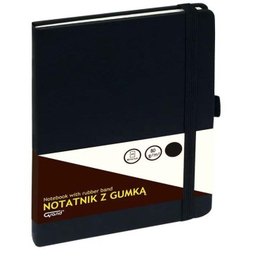 Notatnik GRAND A5 z gumką czarny