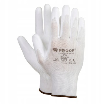Rękawice powlekane poliuretanem PROOF białe (8)