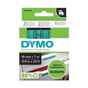 Taśma DYMO D1 19mm/7m czarne na zielonym
