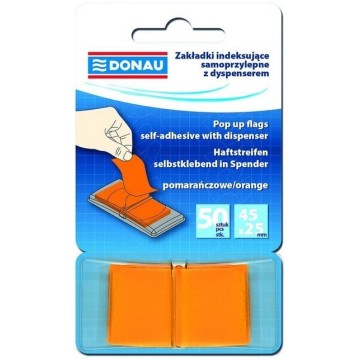 Zakładki indeks. DONAU PP 1x50 (25x45mm) pomarańcz